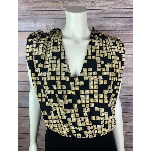 Alexander Wang Black Silk Dress Size 2 Women's Ruffle Print Vneck Cap Sleeve Y2K - Picture 2 of 12